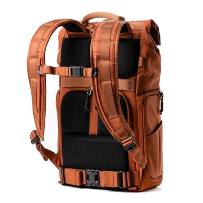 Think Tank FocusPoint 22L RollTop Camera Backpack - Urban Rust: Expandable Travel & Camera Backpack with Laptop Sleeve, Quick Side and Back Access, Rain Cover – Versatile Photography & Travel Bag - color: Urban Rust, size: 22 Liters