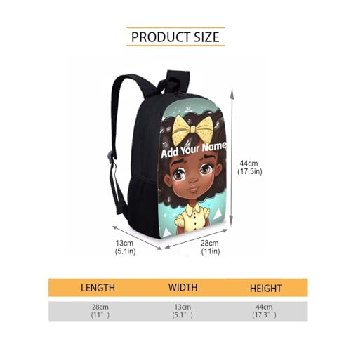 Personalized Bookbag for Girls 10-12/6-8 Afro Backpack Kids 2 Grade/3Rd Grade Custom Name Book Bag Lightweight Magic Black Schoolbag - color: African Black Girl-26