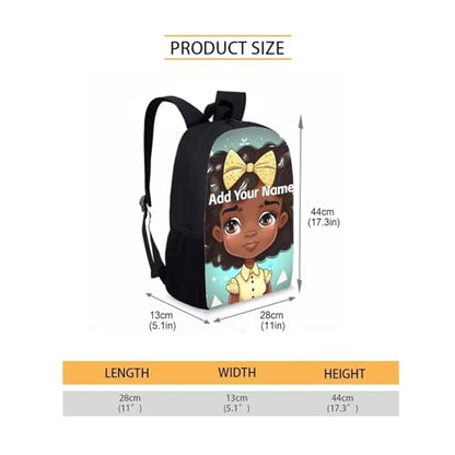 Personalized Bookbag for Girls 10-12/6-8 Afro Backpack Kids 2 Grade/3Rd Grade Custom Name Book Bag Lightweight Magic Black Schoolbag - color: African Black Girl-26