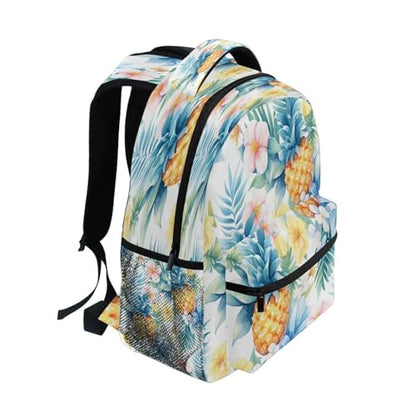 Day Backpack for Women Men Fashion Laptop Bag with Chest Strap Gift Men & Women Sliced Pineapple and Flowers - color: Multicolor15