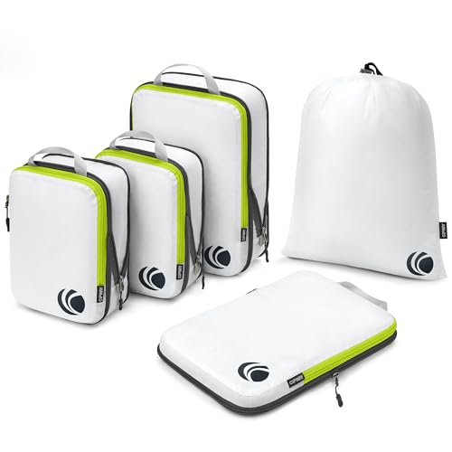 Cipway - 5 Set Compression Packing Cubes for Travel, Ultralight Packing Organizers for Luggage Suitcase & Backpack (White), L - color: White, size: 5PCS