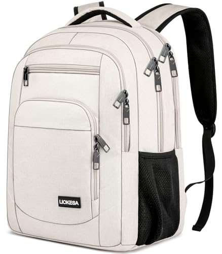 Laptop Backpack for Men Women, School Backpacks for Boys Girls, Water Resistant Backpack Personal Item Bag,15.6 Inch College Bookbag Daypack, Beige - color: Beige, size: 15.6 Inch