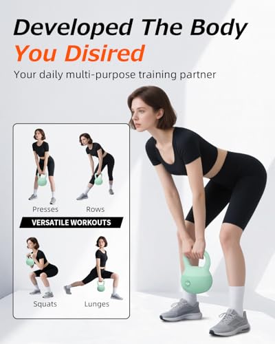 Soft Kettlebell, Safe Strength Training Kettle bell, Cushioned Impact-Resistant Base and Anti-Slip Grip Weight, Kettlebells Set for Home Workouts and Men/Women/Beginners,With Non-slip Gloves - color: Green