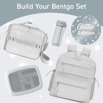 Bentgo Kids Water Bottle - Leak-Proof, Durable Tritan, BPA-Free 15 oz. Cup for Kids/Toddlers Ages 3+, Bite & Sip Spout, Carrying Handle, & Dishwasher Safe for School (Glitter Edition - Silver) - color: Glitter Edition - Silver
