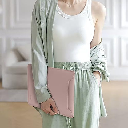Laptop Sleeve Bag Compatible with MacBook 12 A1534/Air 11 13 M1 A2337/Pro 13 A2338, 11.6-12.3 Acer Chromebook/HP Stream/ASUS/Surface Pro 8/7/6/X/5/4/3, PU Bag with Small Case, Pink - color: Pink, size: 12-13.3 inch