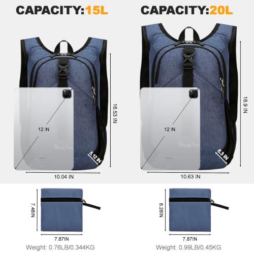 Seektop 15L Small Hiking Backpack for Women Men, Lightweight Hiking Daypack - color: Dark Blue, size: 15L