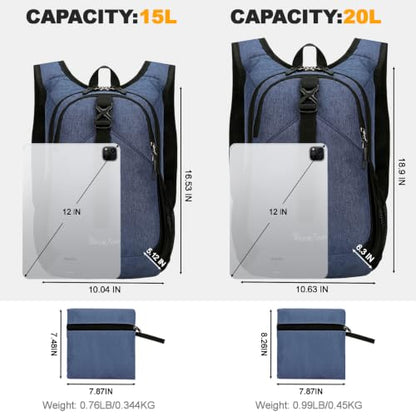 Seektop 15L Small Hiking Backpack for Women Men, Lightweight Hiking Daypack - color: Dark Blue, size: 20L