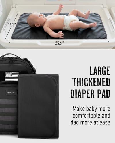 Dinictis Dad Diaper Bag, Mens Diaper Bag Backpack with Diaper Changing Mat, Military Diaper Backpack with Molle Webbing, Waterproof Pouch, Baby Wipes pocket, Insulated Bottle Pockets- Tropical Black - color: Tropical Black