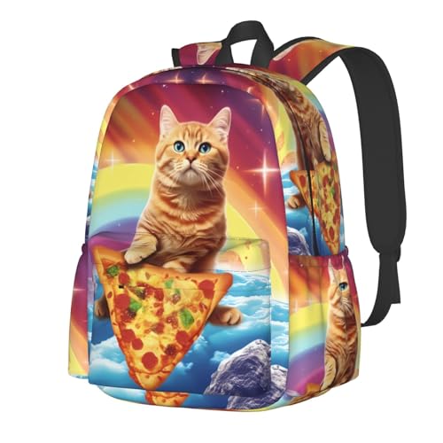 cfpolar 17 Inch Backpack Funny Pizza Cat Rainbow Laptop Bag Shoulder Bag School Bookbag Casual Daypack For Boys Girls - color: A2-funny Pizza Cat