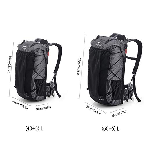 Naturehike 65L Internal Frame Hiking Backpack for Outdoor Camping Travel Backpacking, Ultralight Backpack for Adults - color: 65l/Black