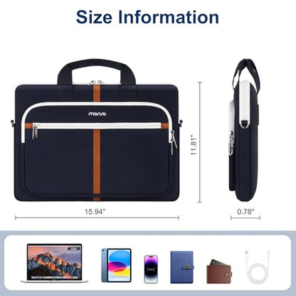 MOSISO Laptop Shoulder Bag Carrying Case, 15-16 inch Computer Bag Compatible with MacBook Pro 16 inch/Air 15 inch, HP Dell Lenovo Acer Asus Notebook, Messenger Bag with Trolley Sleeve & Pockets,Blue
