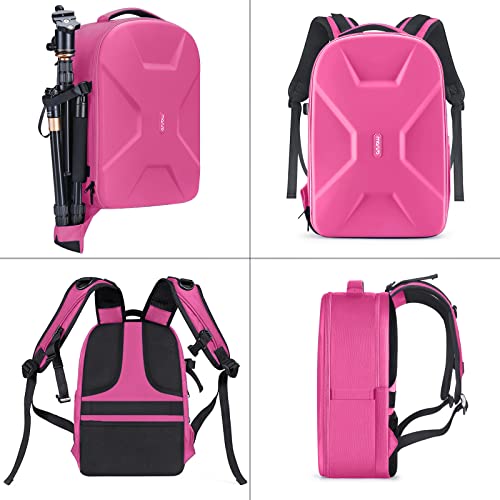 MOSISO Camera Backpack, DSLR/SLR/Mirrorless Photography Camera Bag 15-16 inch Waterproof Hardshell Case with Tripod Holder&Laptop Compartment Compatible with Canon/Nikon/Sony, Rose Red - color: Rose Red
