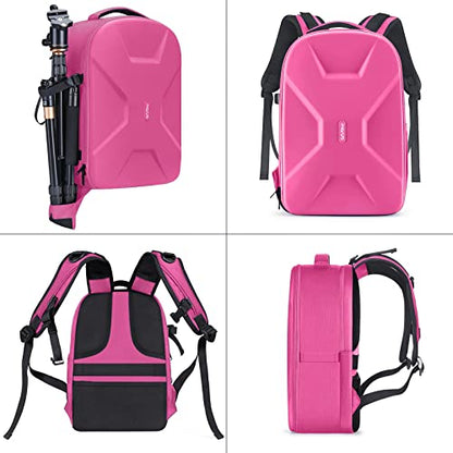MOSISO Camera Backpack, DSLR/SLR/Mirrorless Photography Camera Bag 15-16 inch Waterproof Hardshell Case with Tripod Holder&Laptop Compartment Compatible with Canon/Nikon/Sony, Rose Red - color: Rose Red