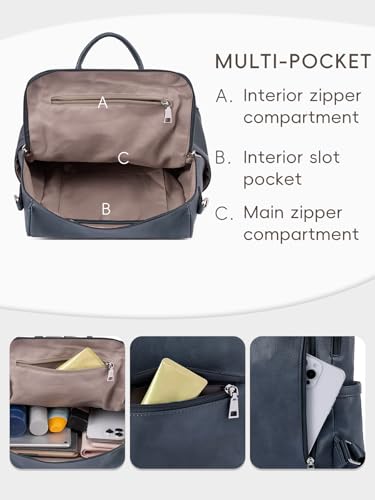 CLUCI Womens Backpack Purse PU Leather Anti-theft Fashion Designer Travel Bag Ladies Shoulder Bags | Purse - color: Top Zip-10 Dark Blue