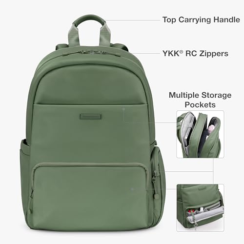 Traveler's Choice Iria 20L Backpack for Women, Water Resistant Travel Bag Daypack, Work, College, Business, Commuter, Green, Carry-on Laptop Backpack - color: Green