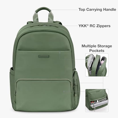 Traveler's Choice Iria 20L Backpack for Women, Water Resistant Travel Bag Daypack, Work, College, Business, Commuter, Green, Carry-on Laptop Backpack - color: Green