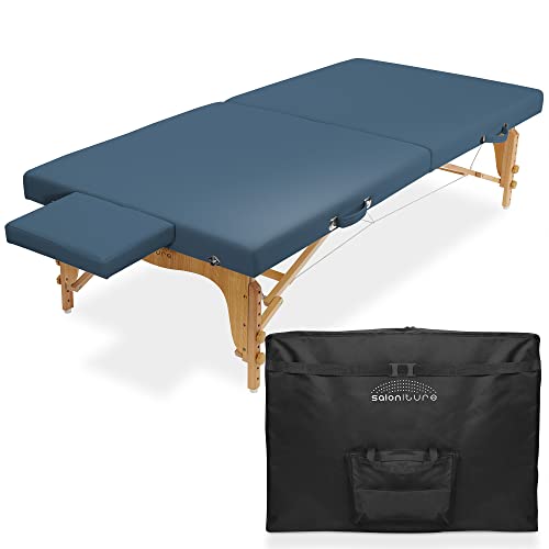 Saloniture Portable Physical Therapy Massage Table - Low to Ground Stretching Treatment Mat Platform - Blue - color: Blue