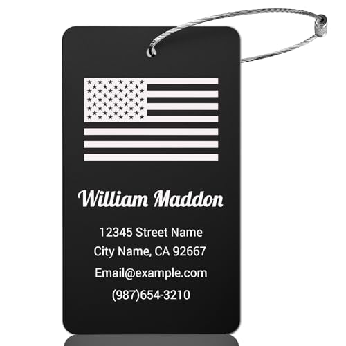 Luggage Tags for Suitcase - Black Personalized Engraved Metal Tag for Cruise Travel - Custom Name Tags Suitable for Bags and Backpacks No Underline (2x3.5 inch) - color: Black, size: Vertical Rectangle (3.5x2")