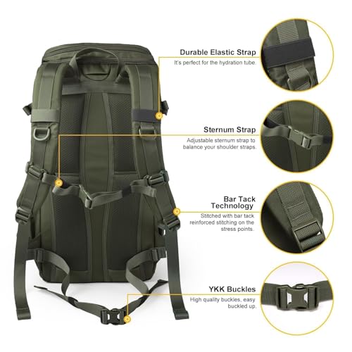 Mardingtop Tactical Backpacks Molle Hiking daypacks for Motorcycle Camping Hiking Military Traveling,25L Backpack - color: Ranger Green
