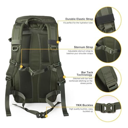 Mardingtop Tactical Backpacks Molle Hiking daypacks for Motorcycle Camping Hiking Military Traveling,25L Backpack - color: Ranger Green
