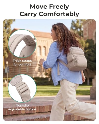 BAGSMART Small Backpacks for Women, Lightweight Puffer Mini Backpack Purse with Pouch, Quilted Casual Daypack, Water-Resistant Bookbag for Daily Travel College, 2-in-1 Set, Lavender Purple - color: Lavender Purple