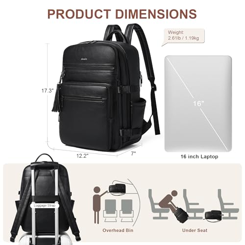 Shrrie Laptop Backpack for Women,Vegan Leather Backpack Work Computer Backpacks fits 16" Laptop,Water Resistant Teacher Nurse Casual Daypack for Weekender Camping Travel,Two-toned Black - color: Two-toned Black