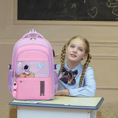 ACESAK Backpack for Girls - Girls Backpack Schoolbag for Kids Children Teens Elementary Middle School Bags, Waterproof Lightweight Kids Bookbag Backpacks Casual Daypack with Lunch Bag Set(Purple Pink) - color: Purple Pink