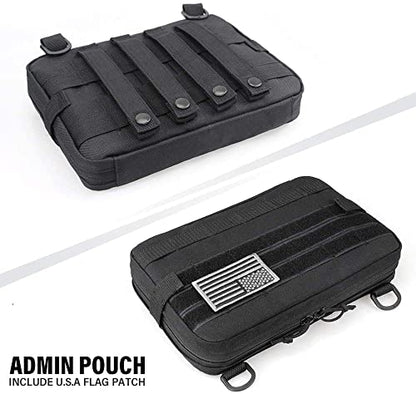 WYNEX Tactical Admin Molle Pouch, Medical EDC EMT Utility Bag Shell Design Attachment Pouches 1000D Nylon Hiking Belt Bags - color: Black (Upgraded)