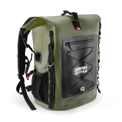 OSAH DRYPAK Waterproof Backpack Dry Bag 35L/55L/85L – Heavy Duty Roll-Top Hiking Backpack for Travel, Kayaking, Boating, Camping, Rafting and Fishing - color: Green, size: 35L