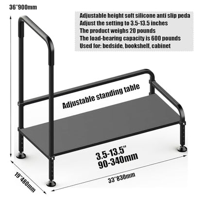 Seniors Assist Step Stool with Support Handrail, Non-Slip Platform, Height Adjustable, Multi-Purpose Household Mobility Foot Stool(Milky White) - color: Milky White
