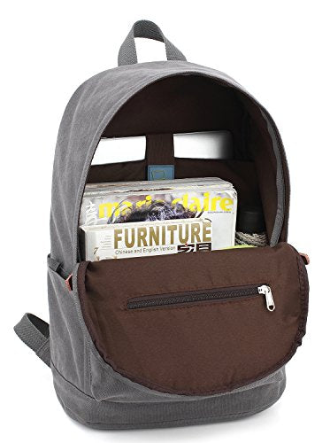 kayond Casual Style Lightweight canvas Laptop Bag/Durable Travel backpacks/Rucksack for Men&Women/Fashion Backpack Fits 15 inch Notebook (Gray) - color: Gray