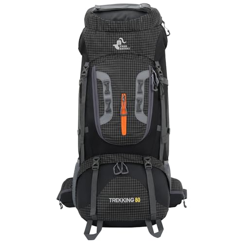 Bseash 80L Waterproof Hiking Camping Backpack with Rain Cover, Lightweight Outdoor Sport Travel Daypack for Climbing Touring (Black) - color: Black