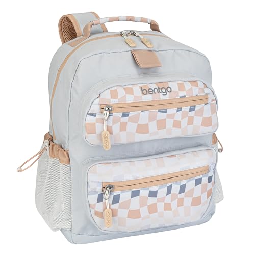 Bentgo Kids Backpack (Whimsy & Wonder Collection) - Lightweight 14’’ for School, Travel & Daycare - Ideal for Kids 4+, Durable & Water-Resistant, Roomy Interior, Loop for Lunch Bag (Checker Gradient) - color: Checker Gradient