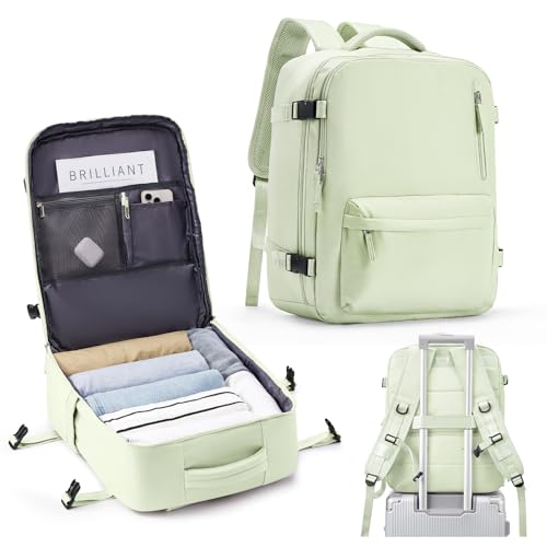 VECAVE Travel Backpack for Women, Airline Flight Approved Carry On Backpacks Waterproof 14 Inch Laptop Backpack with Shoe Compartment Casual Daypack Green. - color: H61-green, size: Small