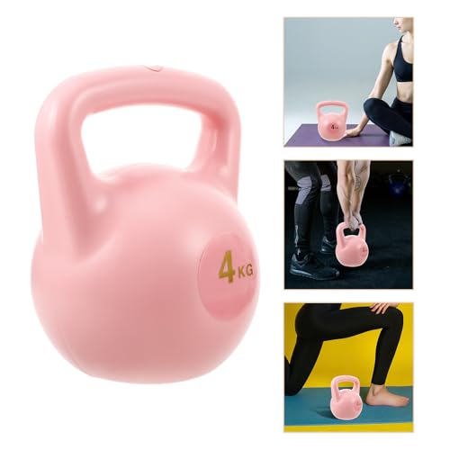 Water Fillable Kettlebell 4kg Pink Dual Handle Yoga Kettle Bell Portable Home Fitness Equipment Strength Training Dumbbell for Women Workout