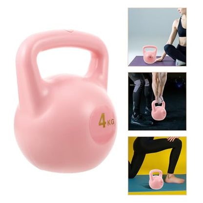 Water Fillable Kettlebell 4kg Pink Dual Handle Yoga Kettle Bell Portable Home Fitness Equipment Strength Training Dumbbell for Women Workout