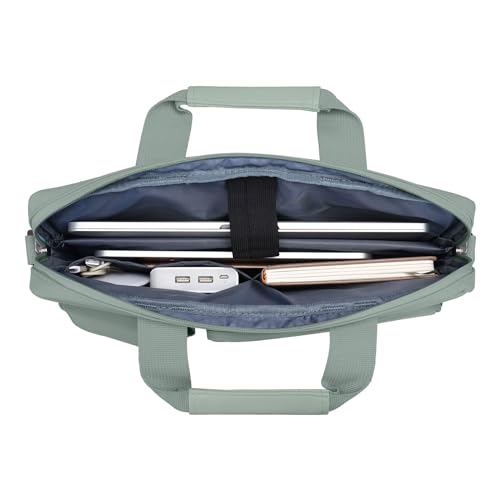 MOSISO Laptop Shoulder Bag 15.6 inch, 15-15.6 inch Computer Bag Compatible with MacBook Pro 16 inch, HP, Dell, Lenovo, Notebook with 2 Raised&1 Flapover&1 Horizontal Pocket&Handle&Belt, Antique Green - color: Antique Green, size: 16 inch