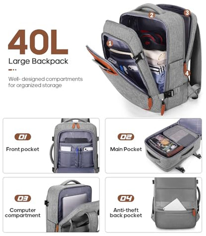 UKEIN Luggage Sets 3 Piece, Carry On Luggage 20In With Spinner Wheels,PC Hardside Suitcase Set with TSA Lock,Durable Carry On Suitcase With Travel Backpack for Men (Grey, 3 piece set (20inch)) - color: Grey, size: 3 piece set (20inch)