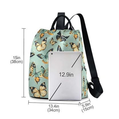 MNSRUU Women Backpack Purse Butterflies Colors Are Teal Backpack for Women Anti-theft Shoulder Bag Carry On Backpack Lightweight Rucksack Fashion Travel Ladies Bags - color: Butterflies A9216