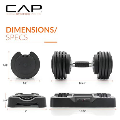 CAP ADJUSTABELL Adjustable Dumbbell Weights - Singles & Pairs | 12.5 lb, 25 lb & 55 lb | Multiple Handle Options - size: 25 lb - Honeycomb Black Handle, style: Pair