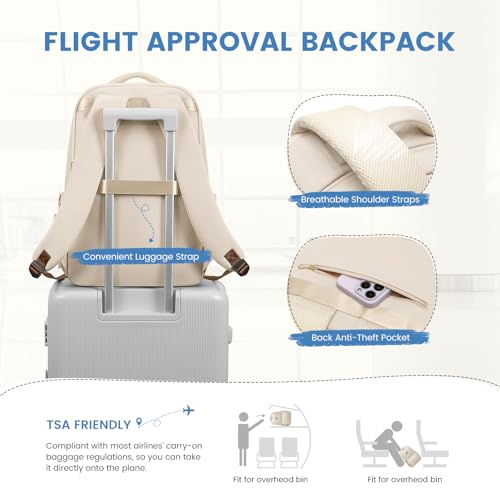 GOLF SUPAGS Lunch Backpack 16 Inch Laptop Backpack with Insulated Cooler Lunch Box Food Bag for College Work Camping Picnics (Apricot) - color: Apricot