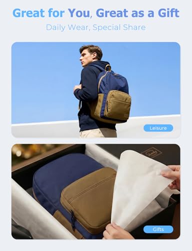 VASCHY School Backpacks, Lightweight Bookbag Schoolbag for Boys Casual Basic Simple Daypack for Men Navy Khaki - color: Navy Khaki