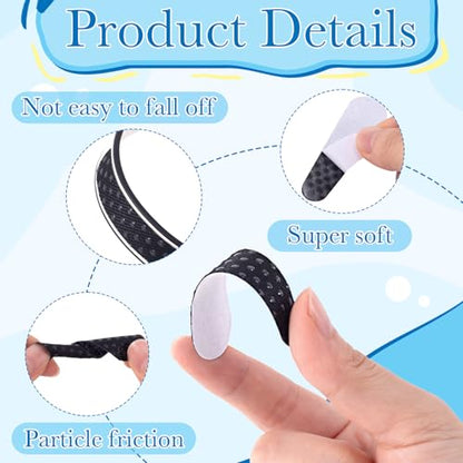 Incinkod 30 Pcs Non-Slip Shoulder Strap Grippers, Adhesive Silicone Strip Pads with Convex Dots, Anti-Falling Purse Gripper Holder Stickers Bag Strap Grip Tape for Tote Handbag Backpack - Black