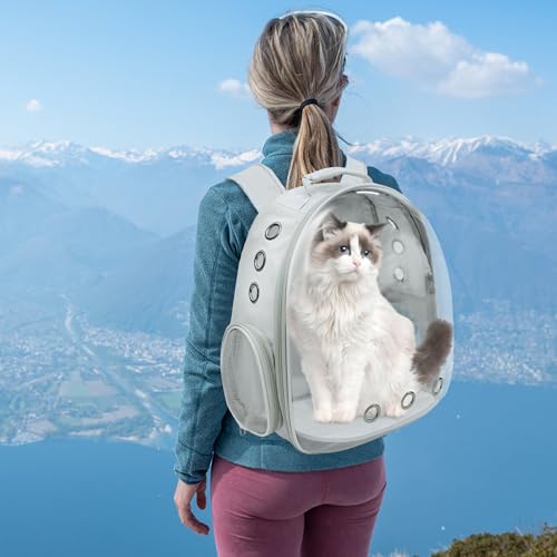 Cat Backpack, Airline Approved Bubble Carrying Bag for Small Medium Dogs Cats, Space Capsule Pet Carrier Dog Hiking Backpack Travel Carrier (Grey) - color: Grey