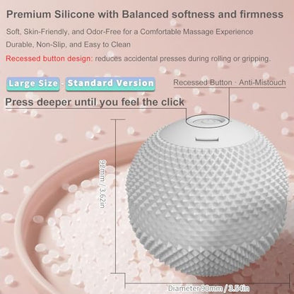 Vibrating Massage Ball with Heat, Deep Tissue Trigger Point Massage Ball for Back, Hip and Muscle Recovery, Myofascial Release Mobility Ball with 7 Modes and Memory (Grey)