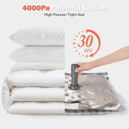 Travel Vacuum Bags with Wireless Charging Air Pump, 12 Pack Vacuum Seal Bags with 3 Sizes for Clothing Travel, Space Saver for Luggage, Business Trip, Home Storage, - size: 12 Combo Pack