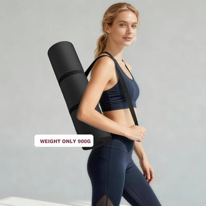 KEEP Extra Thick NBR Yoga Mat for Women & Men, 10mm Thick, 72”x24” Large Exercise Mat with Non-Slip Workout Mat for Yoga, Pilates, Stretching, Meditation – Wide & Cushioned Fitness Mat - color: Black