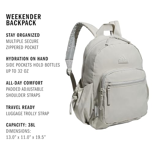 adidas Weekender Backpack – Small Lightweight Everyday Bag, 19L, Metal Grey/1, OSFA - color: Metal Grey/1