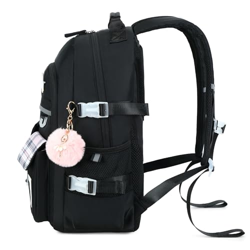 Backpack for Girls, 15.6 Inch Laptop School Bag Kids Kindergarten Elementary College Backpacks Large Bookbags for Teen Girl Women Students Casual Travel Daypacks (Black) - color: Black