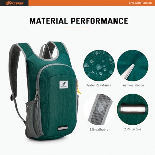 SKYSPER Small Daypack 10L Hiking Backpack Packable Lightweight Travel Day Pack for Women Men - color: Darkgreen, size: 10l